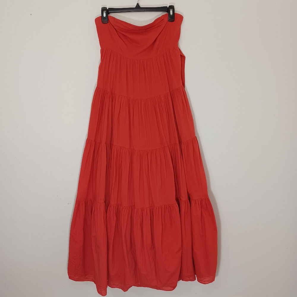 Anthropologie Edme & Esyllte orange red strapless maxi dress